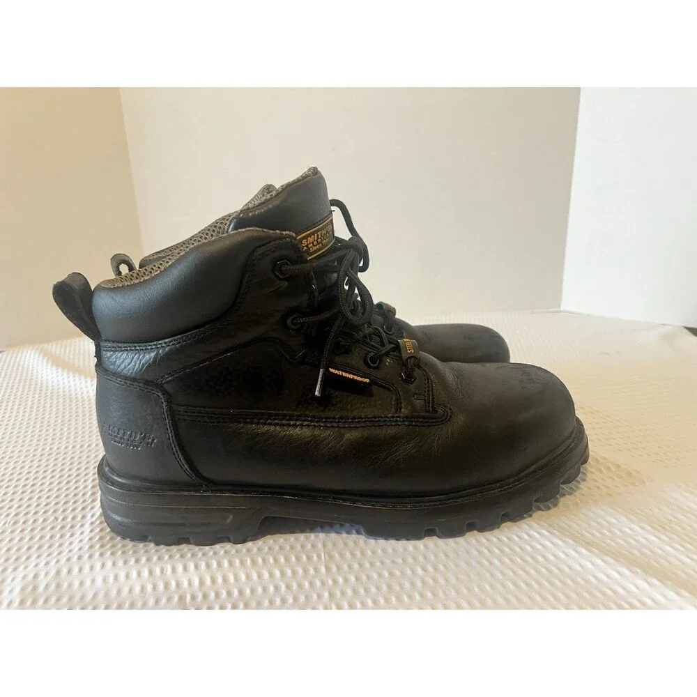 Men's Smith's American Steel Toe  Black Waterproof Work Boots, Size 12